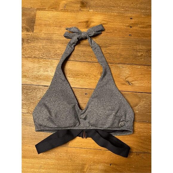 Calia XS grey black strappy halter bikini swim top sexy - Picture 2 of 5